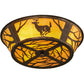Meyda Lighting Deer on the Loose 23" 4-Light Antique Copper Flush Mount Light With Tawnyrock Acrylic Shade Glass