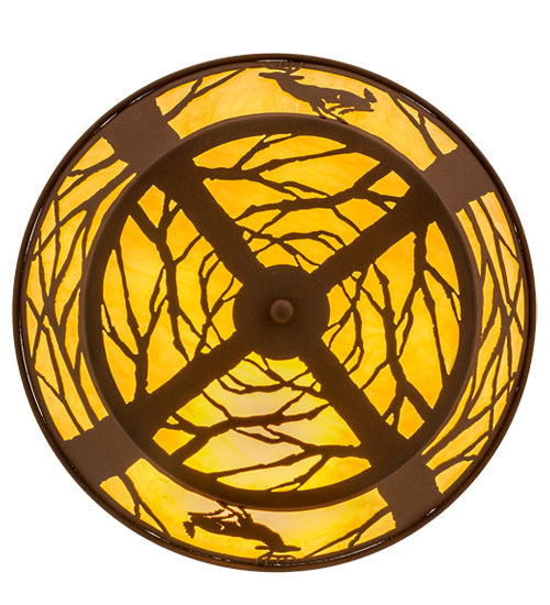 Meyda Lighting Deer on the Loose 23" 4-Light Earth Flush Mount Light With Tawnyrock Idalight Shade Glass