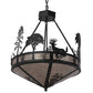 Meyda Lighting Deer on the Loose 24" 4-Light Old Wrought Iron Inverted Pendant Light With Silver Mica Shade Glass