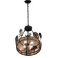 Meyda Lighting Deer on the Loose 24" 4-Light Old Wrought Iron Inverted Pendant Light With Silver Mica Shade Glass