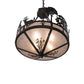 Meyda Lighting Deer on the Loose 24" 4-Light Old Wrought Iron Inverted Pendant Light With Silver Mica Shade Glass