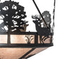 Meyda Lighting Deer on the Loose 24" 4-Light Old Wrought Iron Inverted Pendant Light With Silver Mica Shade Glass