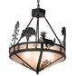 Meyda Lighting Deer on the Loose 24" 4-Light Old Wrought Iron Inverted Pendant Light With Silver Mica Shade Glass
