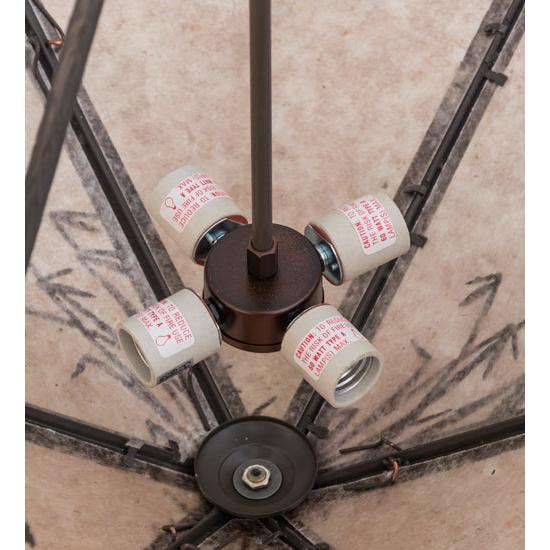 Meyda Lighting Deer on the Loose 26" 4-Light Timeless Bronze Inverted Pendant Light With Silver Mica Shade Glass