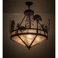 Meyda Lighting Deer on the Loose 26" 4-Light Timeless Bronze Inverted Pendant Light With Silver Mica Shade Glass