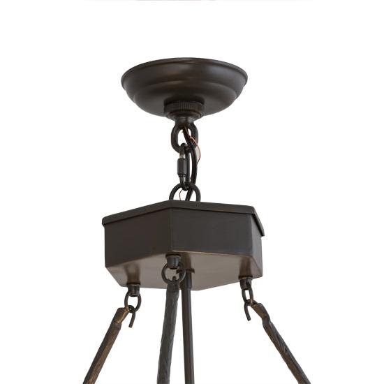 Meyda Lighting Deer on the Loose 26" 4-Light Timeless Bronze Inverted Pendant Light With Silver Mica Shade Glass
