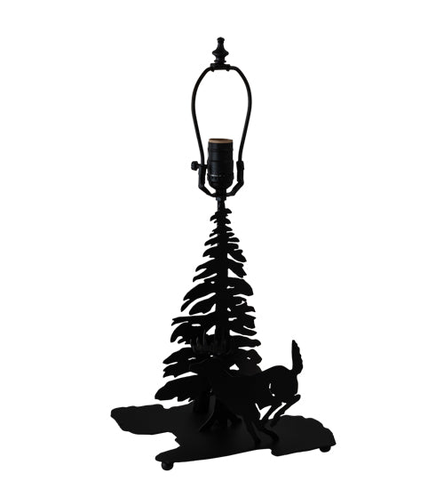 Meyda Lighting Deer through the Trees 13" 2-Light Textured Black Table Lamp Base