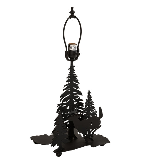 Meyda Lighting Deer through the Trees 14" Textured Black Table Lamp Base