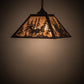 Meyda Lighting Deer through the Trees 24" 2-Light Textured Black Pendant Light With Silver Mica Shade Glass