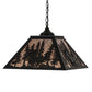 Meyda Lighting Deer through the Trees 24" 2-Light Textured Black Pendant Light With Silver Mica Shade Glass