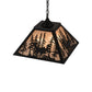 Meyda Lighting Deer through the Trees 24" 2-Light Textured Black Pendant Light With Silver Mica Shade Glass