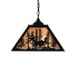 Meyda Lighting Deer through the Trees 24" 2-Light Textured Black Pendant Light With Silver Mica Shade Glass