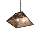 Meyda Lighting Deer through the Trees 24" 2-Light Textured Black Pendant Light With Silver Mica Shade Glass