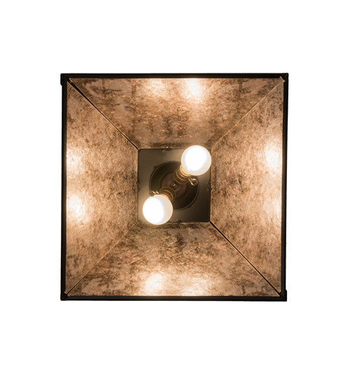Meyda Lighting Deer through the Trees 24" 2-Light Textured Black Pendant Light With Silver Mica Shade Glass