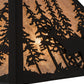 Meyda Lighting Deer through the Trees 24" 2-Light Textured Black Pendant Light With Silver Mica Shade Glass