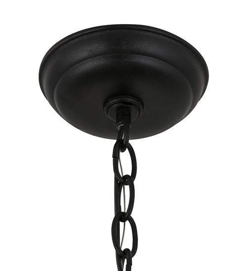 Meyda Lighting Deer through the Trees 24" 2-Light Textured Black Pendant Light With Silver Mica Shade Glass