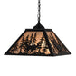 Meyda Lighting Deer through the Trees 24" 2-Light Textured Black Pendant Light With Silver Mica Shade Glass