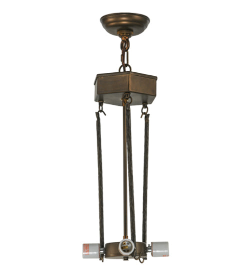 Meyda Lighting Deer through the Trees 26" 4-Light Antique Copper Inverted Pendant Light With Silver Mica Shade Glass