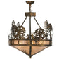 Meyda Lighting Deer through the Trees 26" 4-Light Antique Copper Inverted Pendant Light With Silver Mica Shade Glass