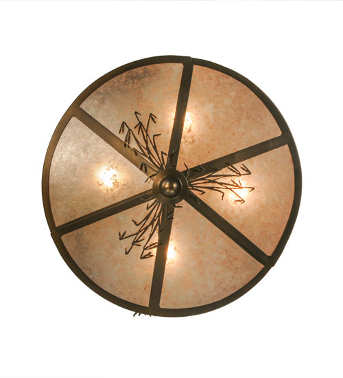 Meyda Lighting Deer through the Trees 26" 4-Light Antique Copper Inverted Pendant Light With Silver Mica Shade Glass