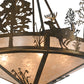Meyda Lighting Deer through the Trees 26" 4-Light Antique Copper Inverted Pendant Light With Silver Mica Shade Glass