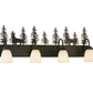 Meyda Lighting Deer through the Trees 33" 4-Light Timeless Bronze Vanity Light With Opal White Blown Shade Glass