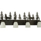 Meyda Lighting Deer through the Trees 33" 4-Light Timeless Bronze Vanity Light With Opal White Blown Shade Glass