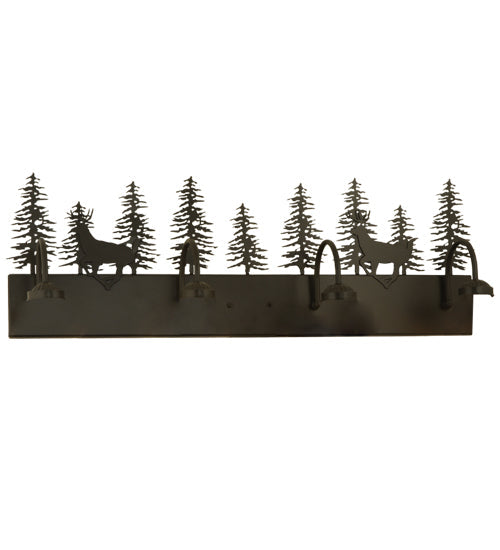 Meyda Lighting Deer through the Trees 33" 4-Light Timeless Bronze Vanity Light