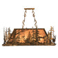 Meyda Lighting Deer through the Trees 34" 5-Light Antique Copper Island Pendant Light With Silver Mica Shade Glass