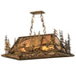Meyda Lighting Deer through the Trees 34" 5-Light Antique Copper Island Pendant Light With Silver Mica Shade Glass