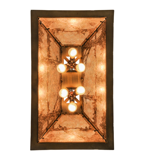 Meyda Lighting Deer through the Trees 34" 5-Light Antique Copper Island Pendant Light With Silver Mica Shade Glass
