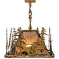 Meyda Lighting Deer through the Trees 34" 5-Light Antique Copper Island Pendant Light With Silver Mica Shade Glass