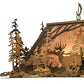 Meyda Lighting Deer through the Trees 34" 5-Light Antique Copper Island Pendant Light With Silver Mica Shade Glass