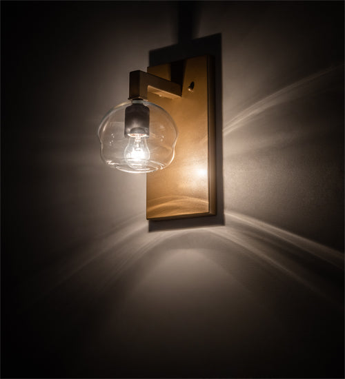 Meyda Lighting Deformado 6" Champagne Metallic Wall Sconce With Clear Shade Glass