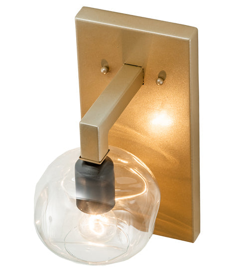 Meyda Lighting Deformado 6" Champagne Metallic Wall Sconce With Clear Shade Glass