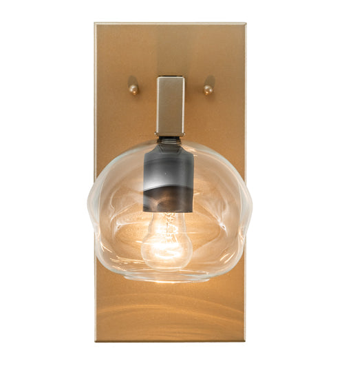 Meyda Lighting Deformado 6" Champagne Metallic Wall Sconce With Clear Shade Glass