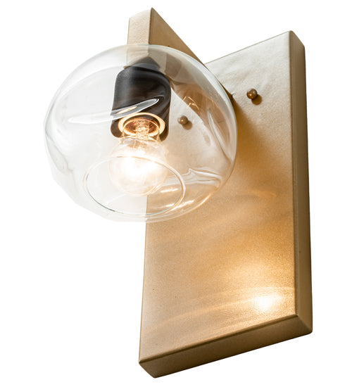 Meyda Lighting Deformado 6" Champagne Metallic Wall Sconce With Clear Shade Glass