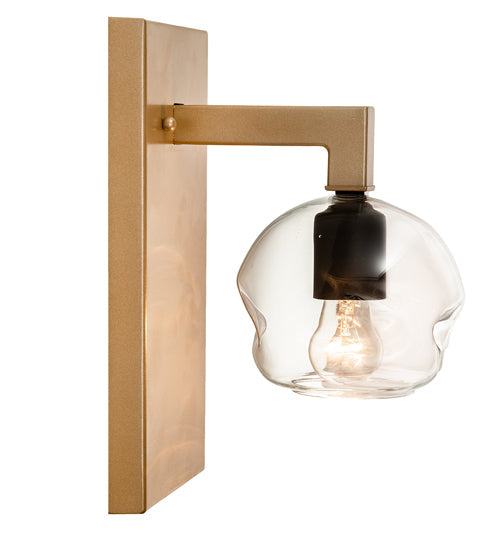 Meyda Lighting Deformado 6" Champagne Metallic Wall Sconce With Clear Shade Glass