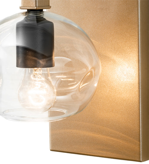 Meyda Lighting Deformado 6" Champagne Metallic Wall Sconce With Clear Shade Glass