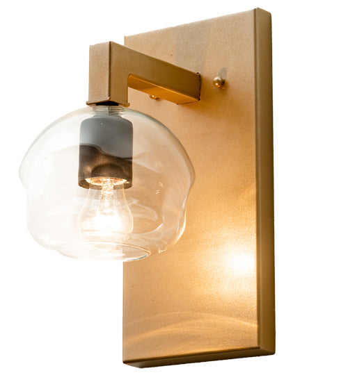 Meyda Lighting Deformado 6" Champagne Metallic Wall Sconce With Clear Shade Glass