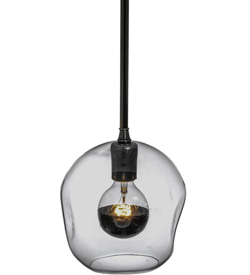 Meyda Lighting Deformado 9" Chrome Mini Pendant Light With Clear Globe Shade Glass