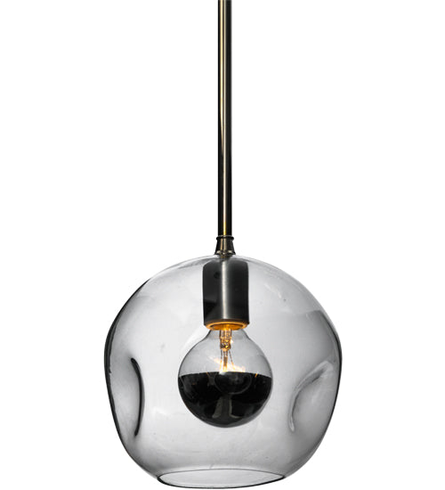 Meyda Lighting Deformado 9" Chrome Mini Pendant Light With Clear Globe Shade Glass