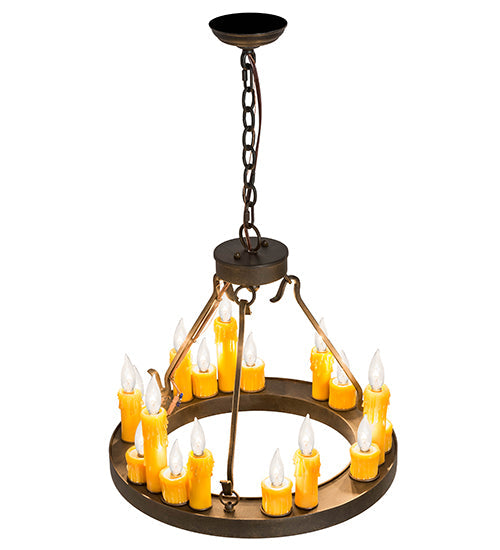 Meyda Lighting Deina 21" 18-Light Chestnut Chandelier With Amber Faux Candlelight