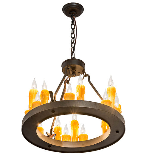Meyda Lighting Deina 21" 18-Light Chestnut Chandelier With Amber Faux Candlelight