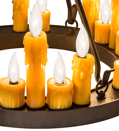 Meyda Lighting Deina 21" 18-Light Chestnut Chandelier With Amber Faux Candlelight