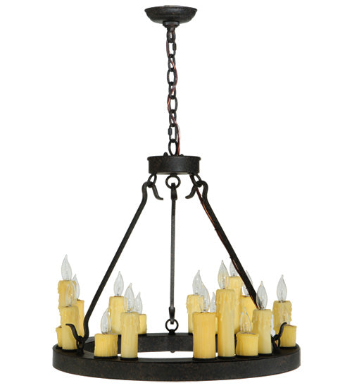 Meyda Lighting Deina 24" 18-Light Coffee Bean Chandelier With Amber Faux Candlelight