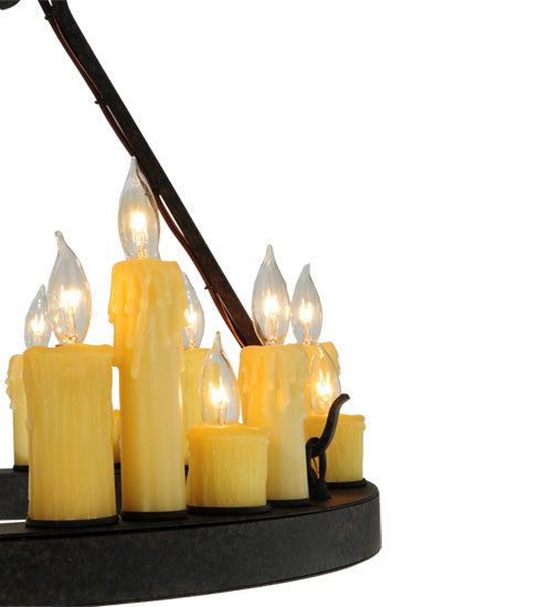 Meyda Lighting Deina 24" 18-Light Coffee Bean Chandelier With Amber Faux Candlelight