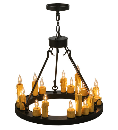 Meyda Lighting Deina 24" 18-Light Wrought Iron Chandelier With Ivory Faux Candlelight