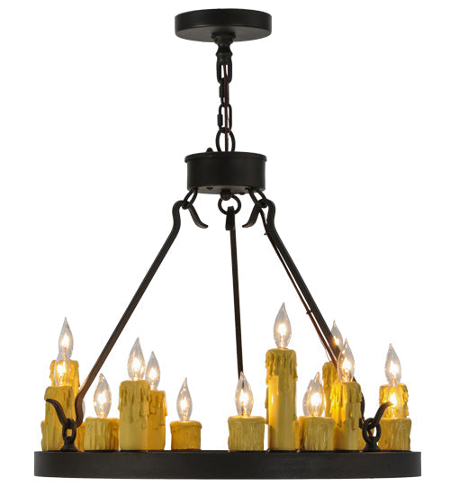 Meyda Lighting Deina 24" 18-Light Wrought Iron Chandelier With Ivory Faux Candlelight