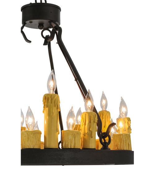 Meyda Lighting Deina 24" 18-Light Wrought Iron Chandelier With Ivory Faux Candlelight